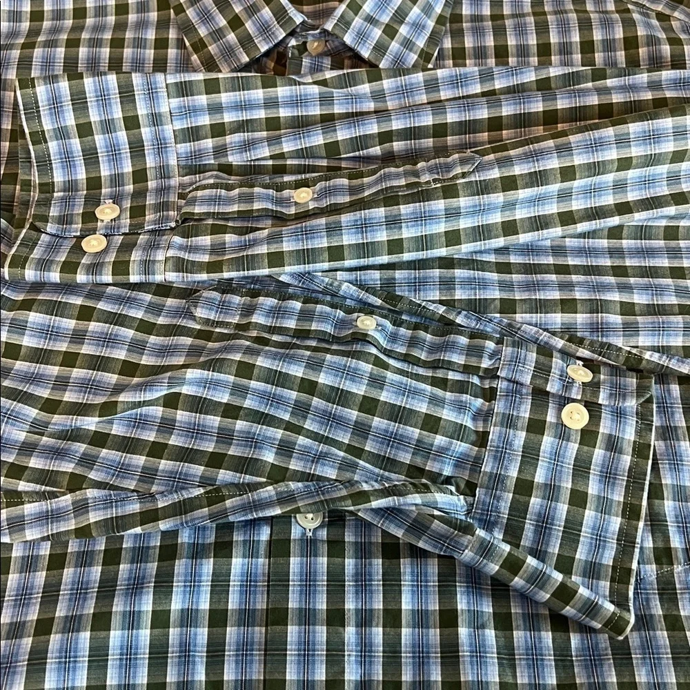 JCrew Classic Button Down Shirt Blue/Green Plaid Size XL